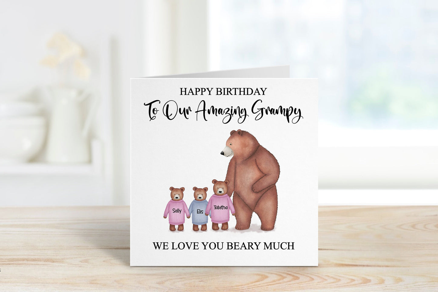 Daddy Bear Birthday Card, Bear Birthday Card, Personalised Birthday Card For Daddy, We Love You Beary Much