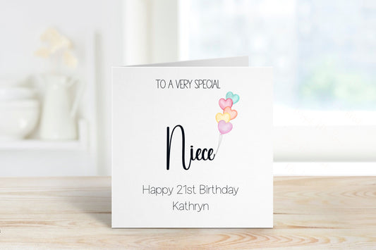 Personalised Niece 21st Birthday Card, Card For Niece 21st Birthday