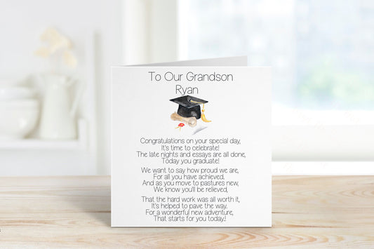 Personalised Grandson Graduation Card, Personalised Graduation Card For Him, Graduation Card For Grandson