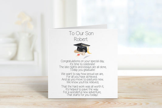 Personalised Son Graduation Card, Personalised Graduation Card For Him, Graduation Card For Son