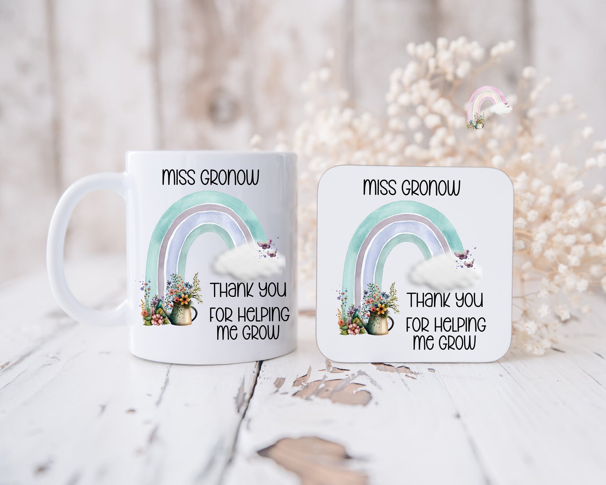 Personalised Teacher Gifts, Personalised Teacher Mug, Gift For Teacher, Thank you Teacher Gift, Rainbow Teacher Gift