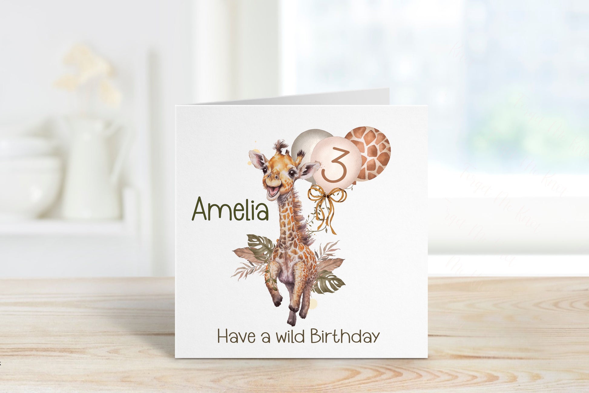 Personalised 3rd Birthday Card, 3rd Birthday Card For Girls Or Boys, Personalised Wild Birthday Safari Jungle Card, Monkey Card