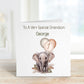 Personalised Grandson 1st Birthday Card, 1st Birthday Card For Girls Or Boys, Personalised Wild Birthday Safari Jungle Card, Elephant Card