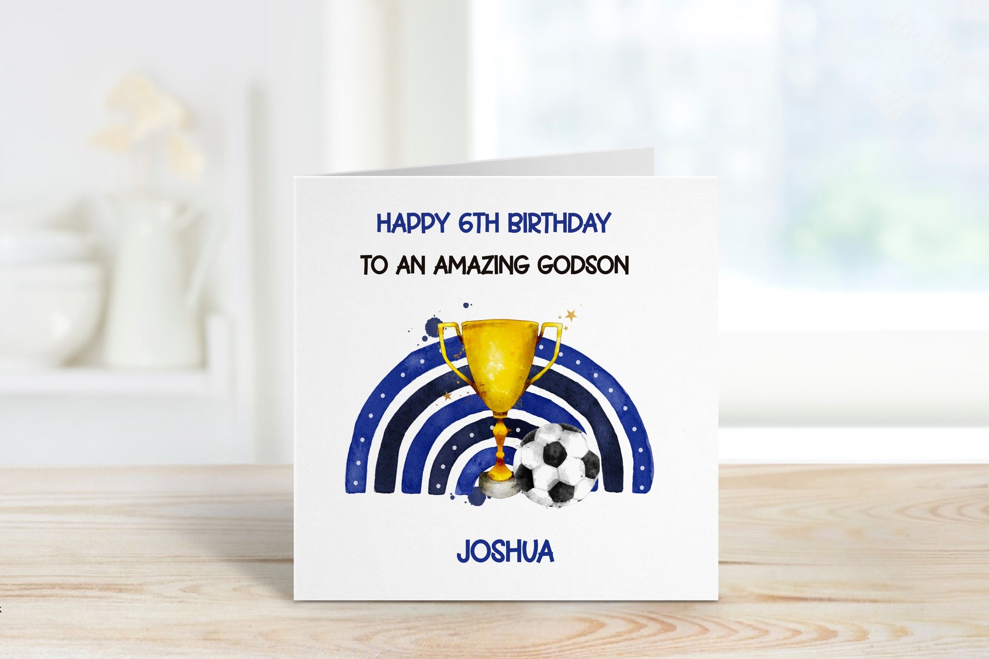 Personalised Great Grandson 5th Birthday Card, Football Rainbow 5th Birthday Card, Any Age, 1st, 2nd, 3rd, 4th, Great Grandson Birthday Card