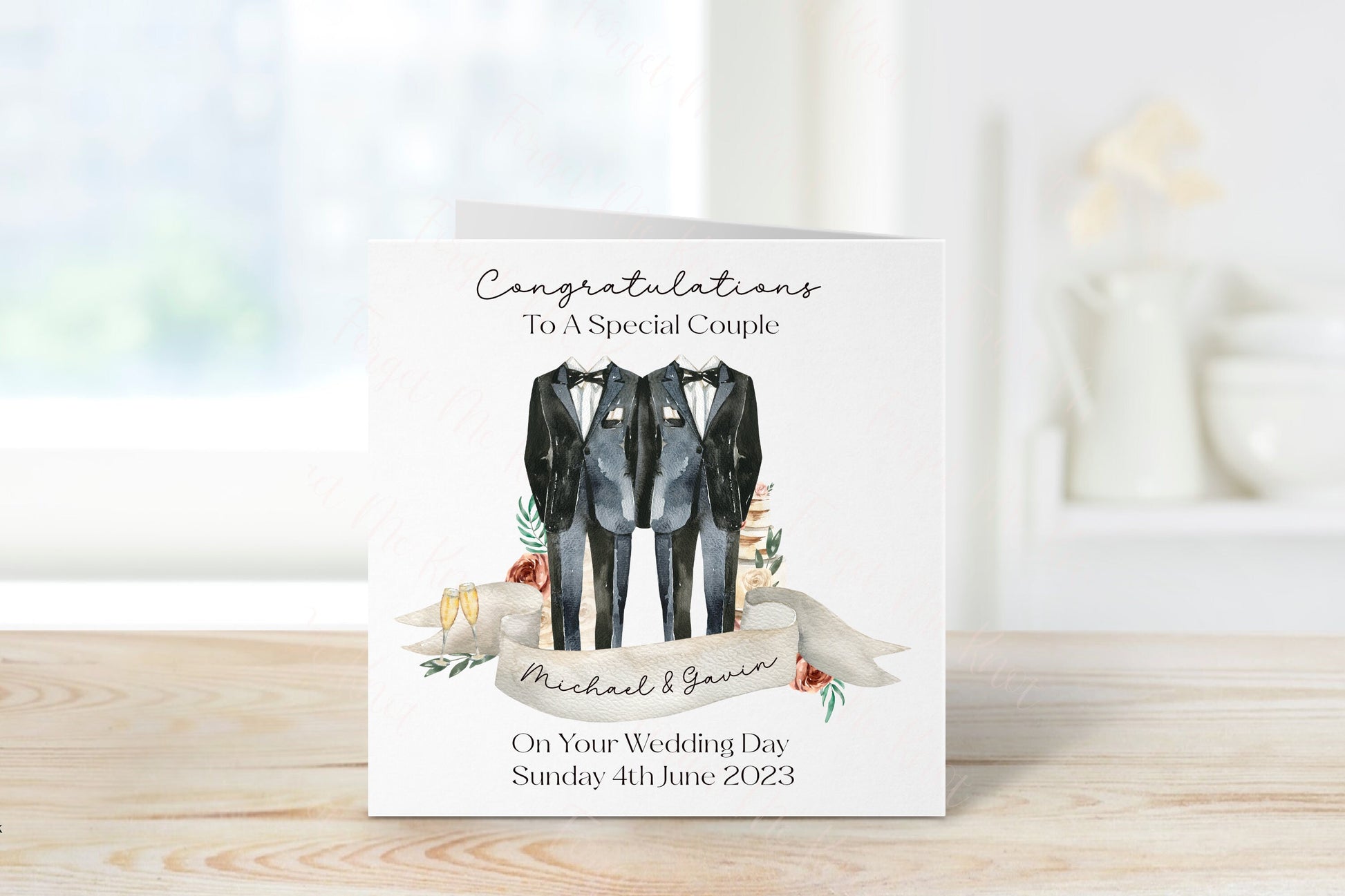 Personalised Gay Wedding Card, Same Sex Wedding Card, Mr & Mr Wedding Day Card