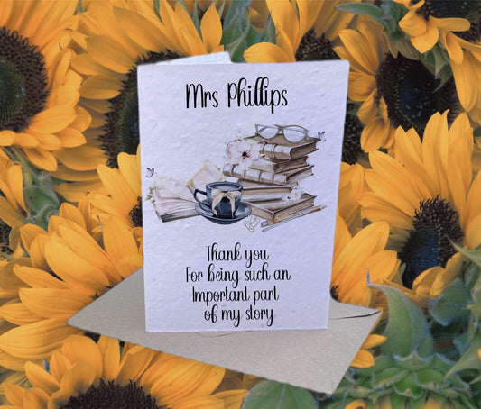 Personalised Teacher Thank You Card, Plantable Seed Card Gift, Personalised Card For Teacher, Teacher Gifts