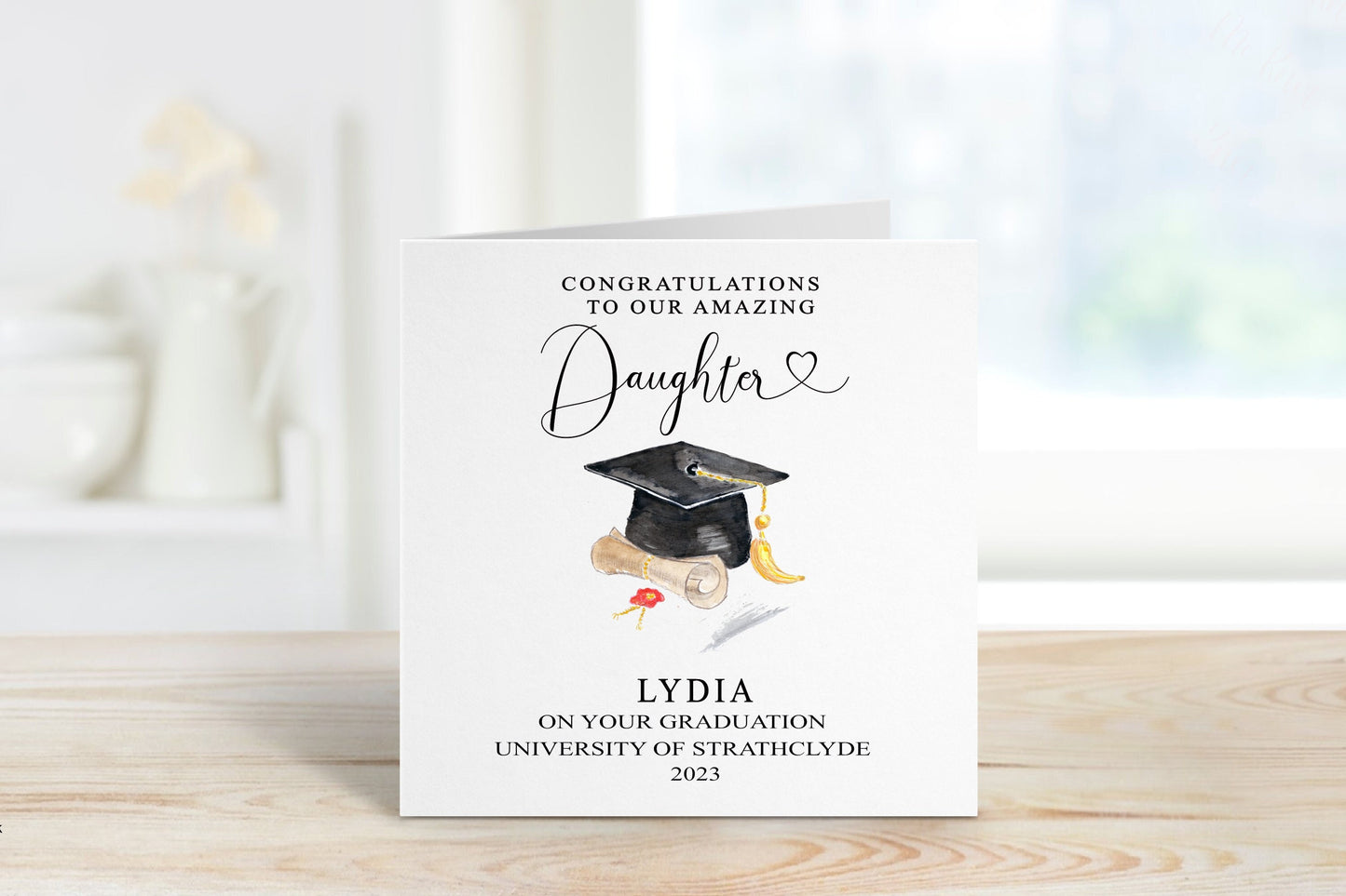 Daughter Graduation Card, Personalised Graduation Card For Daughter, Graduation Card For Amazing Daughter, Cap And Scroll Graduation Card