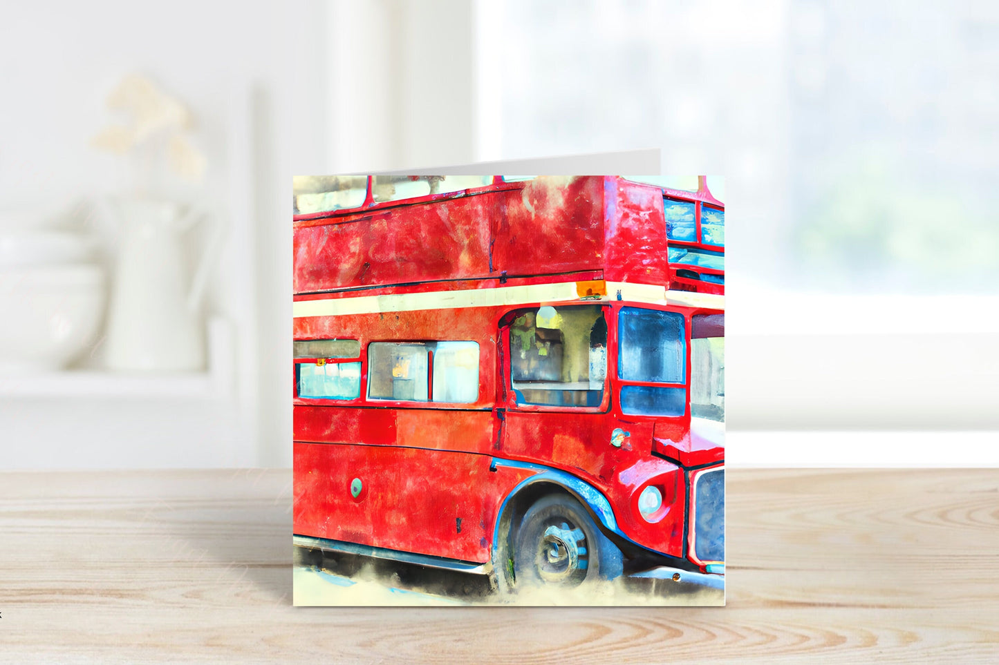Blank Card, London Bus Card, London Bus Greeting Card, Landscape Scenery Greeting Card