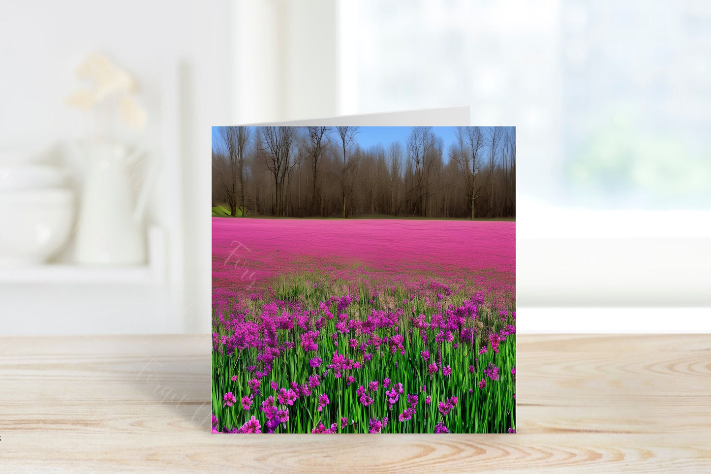 Blank Card, Picture Only Card, Spring Flower Field Blank Card, Scenery Card, Blank Greeting Card