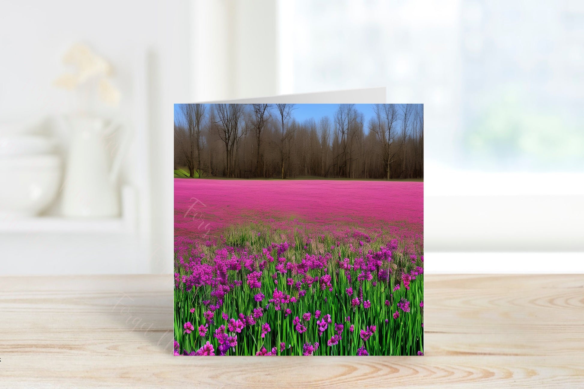 Blank Card, Picture Only Card, Spring Flower Field Blank Card, Scenery Card, Blank Greeting Card
