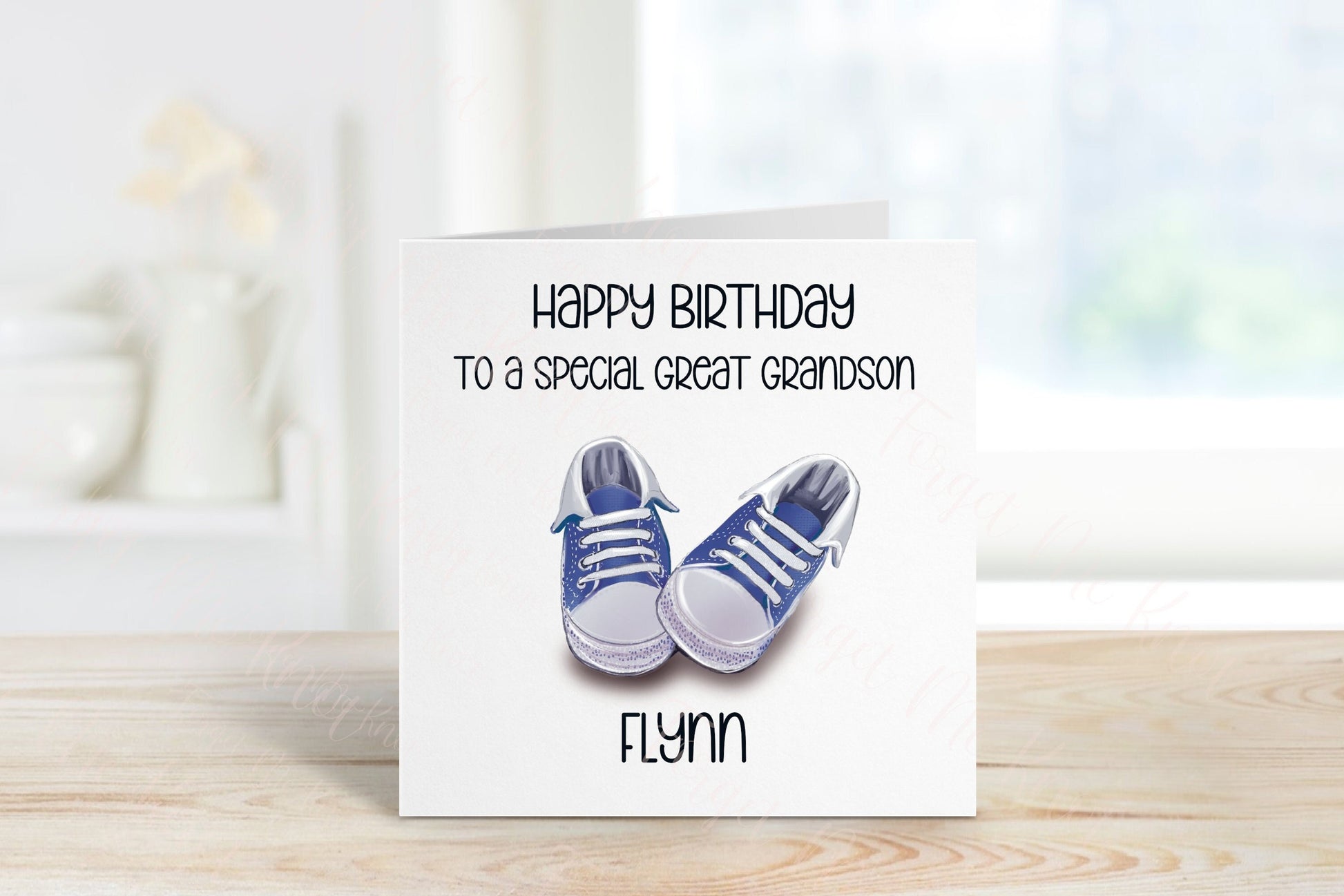 Personalised Great Grandson Birthday, Trainer Design Birthday Card, Any Age, 1st, 2nd, 3rd, 4th, 5th, 6th Great Grandson Birthday Card