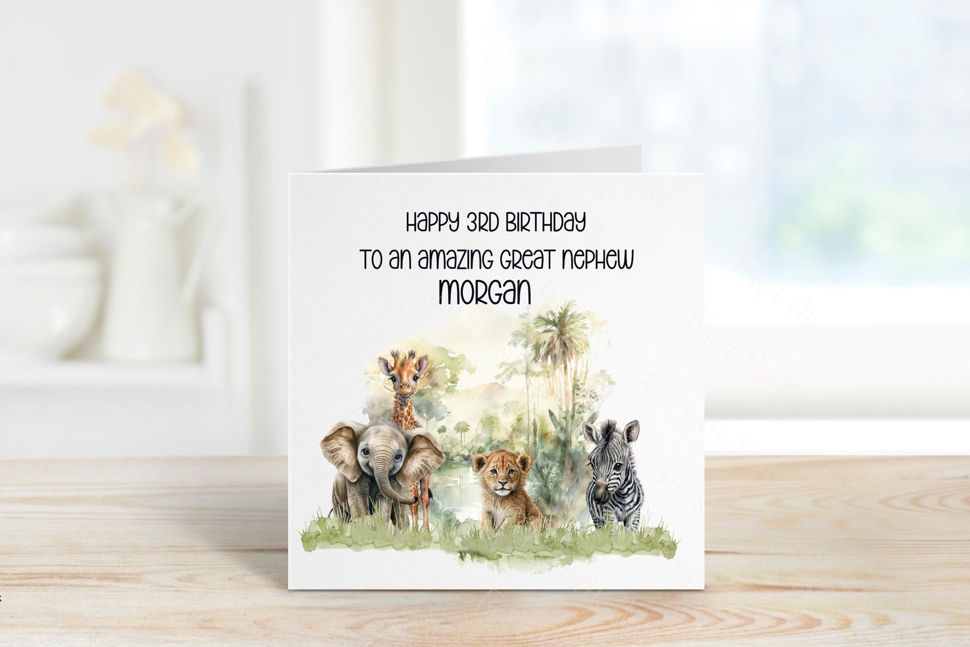 Personalised Great Grandson Birthday Card, Safari Theme Birthday Card, Any Age, 1st, 2nd, 3rd, 4th, 5th, 6th Great Grandson Birthday Card