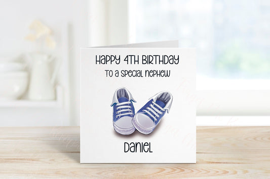 Personalised Nephew Birthday, Trainer Design Birthday Card, Any Age, 1st, 2nd, 3rd, 4th, 5th, 6th Nephew Birthday Card
