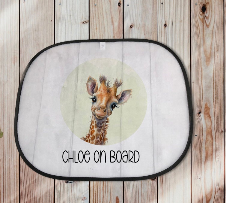 Car Sun Shade, Personalised Car Sun Shade, Baby On Board Sign, Sun Shade For Car, Safari Car Shade