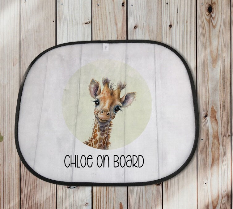 Car Sun Shade, Personalised Car Sun Shade, Baby On Board Sign, Sun Shade For Car, Safari Car Shade