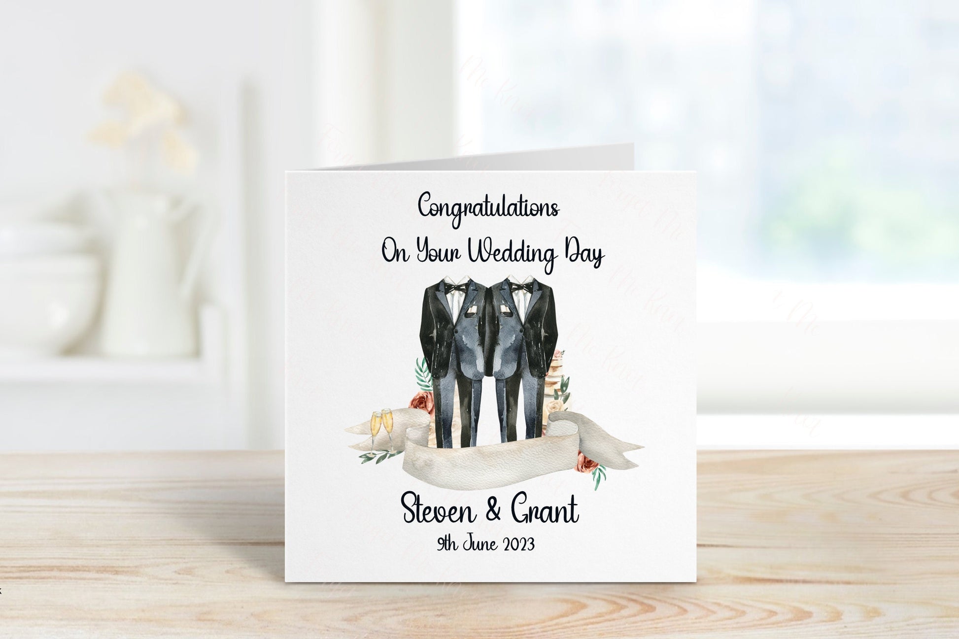 Personalised Wedding Card, Gay Wedding Card, Groom And Groom, Congratulations Wedding Day Card, Mr & Mr Card, Just Married Card