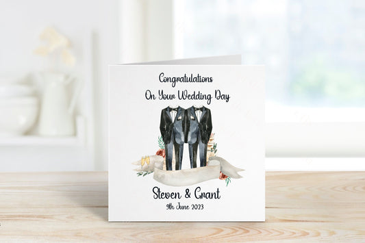 Personalised Wedding Card, Gay Wedding Card, Groom And Groom, Congratulations Wedding Day Card, Mr & Mr Card, Just Married Card