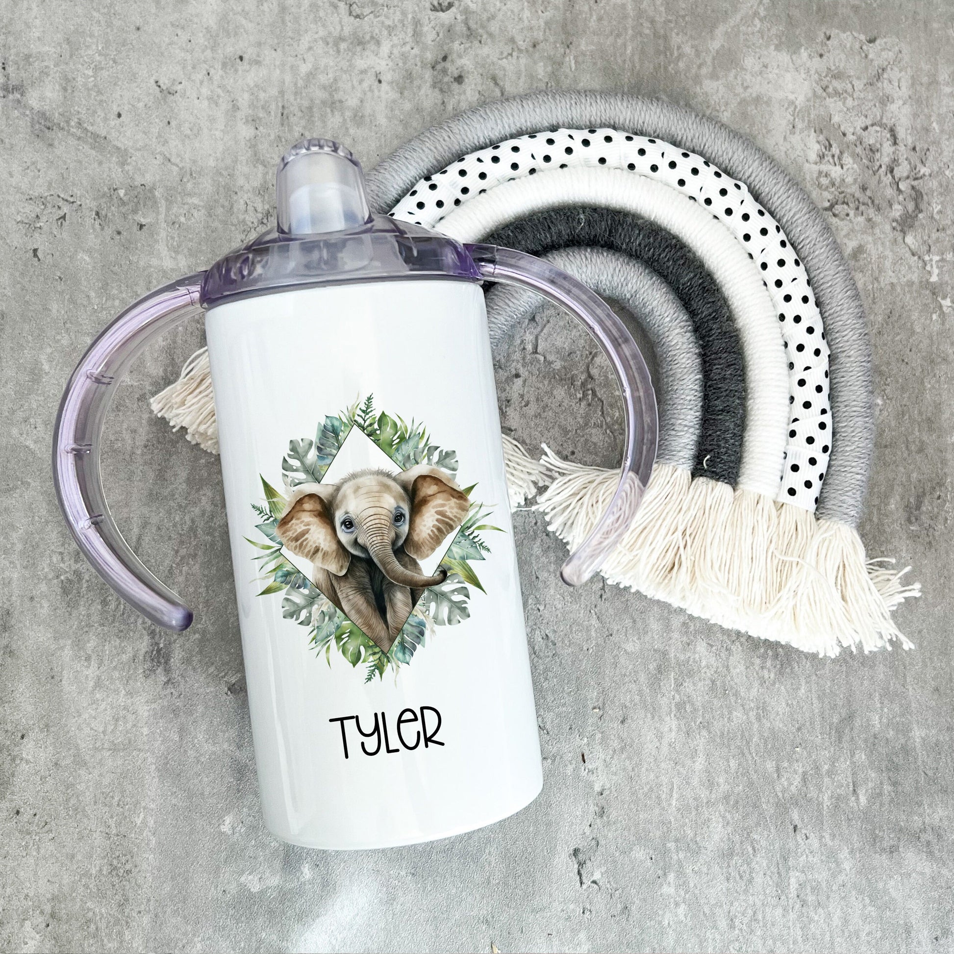 Personalised Giraffe Safari Sippy Cup, Kids Sippy Cup, Double Handled Beaker For Kids