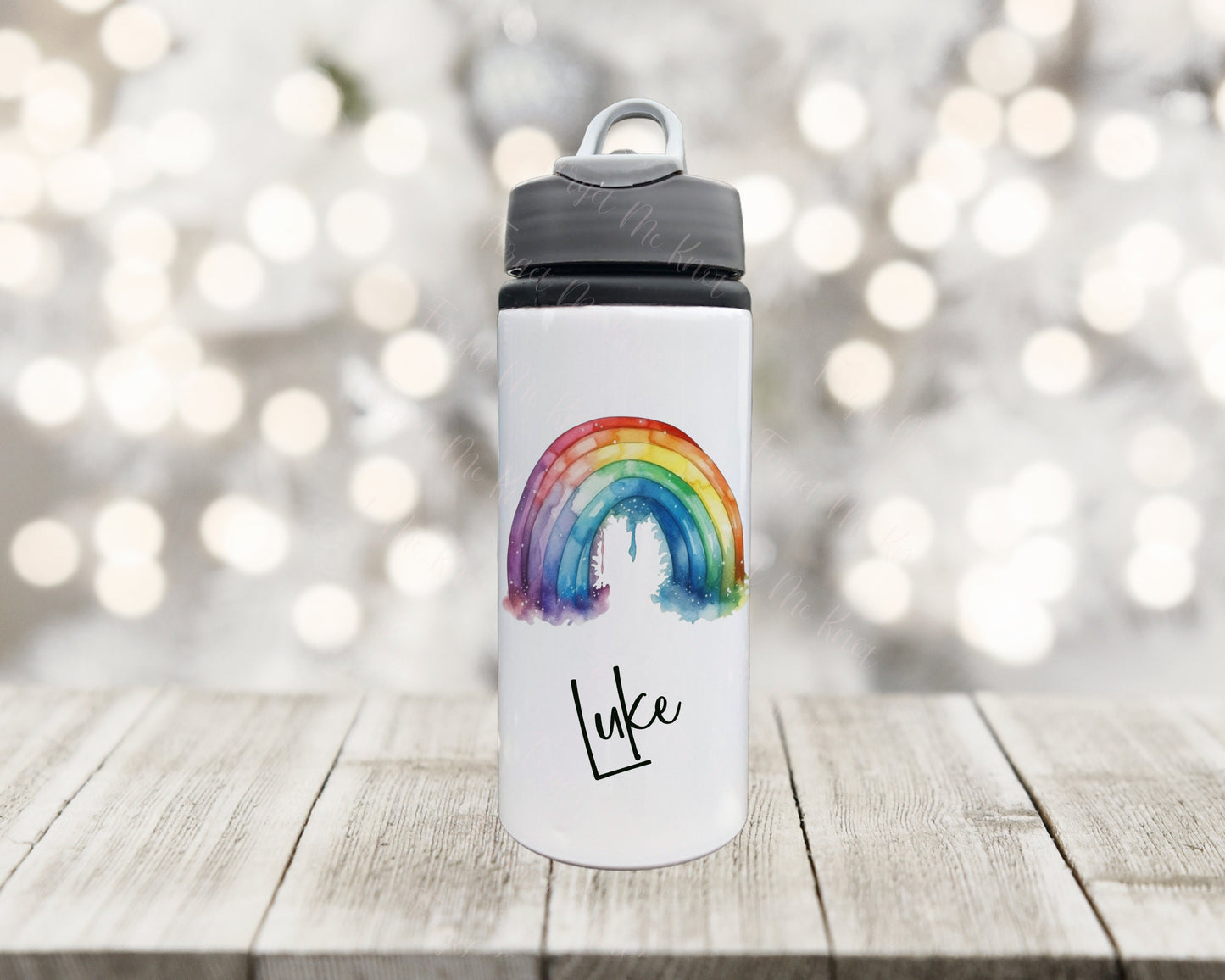 Personalised Rainbow Heart Water Bottle, Pride Rainbow Water Bottle, LGBTQ Pride Rainbow Drinks Bottle