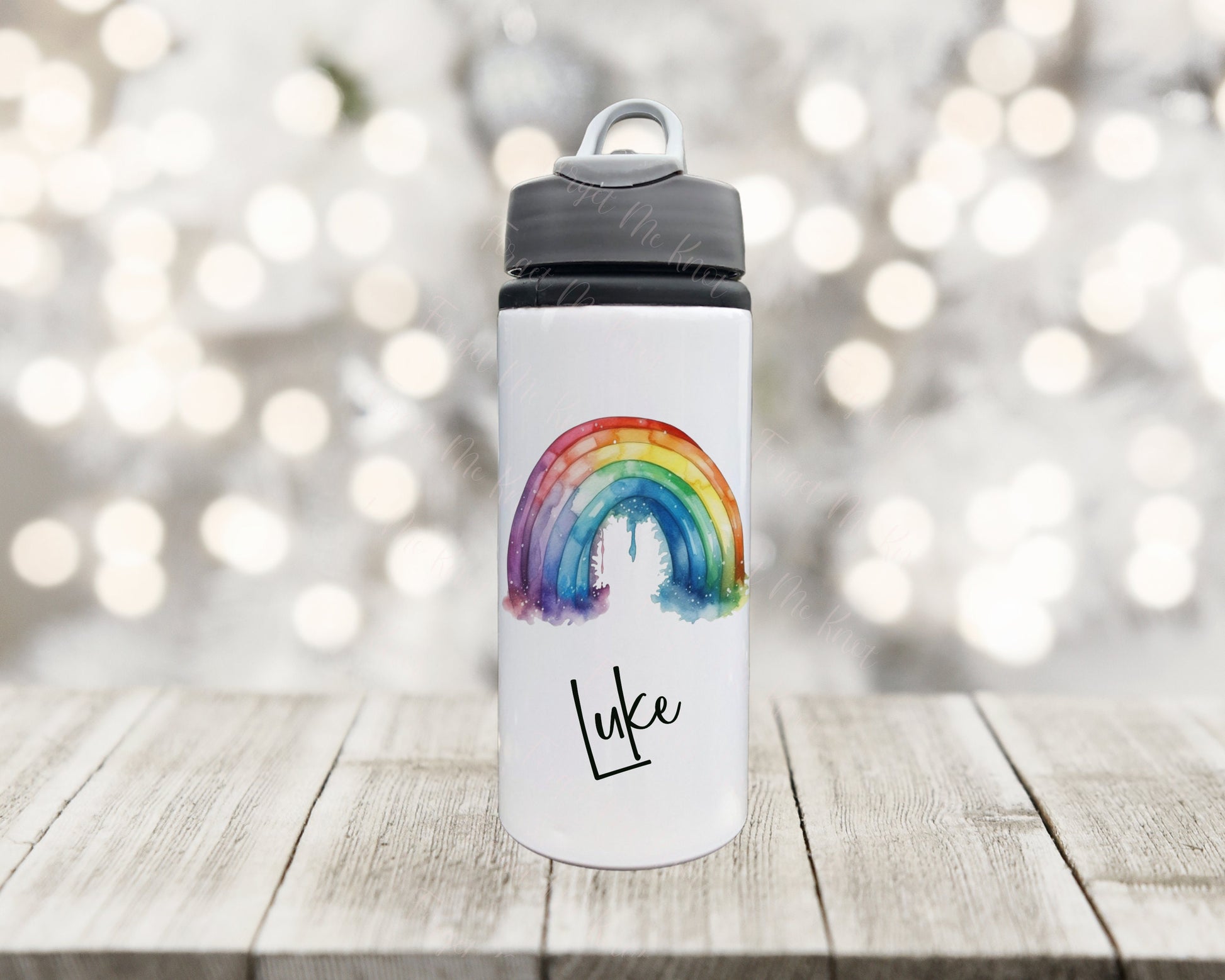 Personalised Rainbow Flag Water Bottle, Pride Rainbow Water Bottle, LGBTQ Pride Rainbow Drinks Bottle
