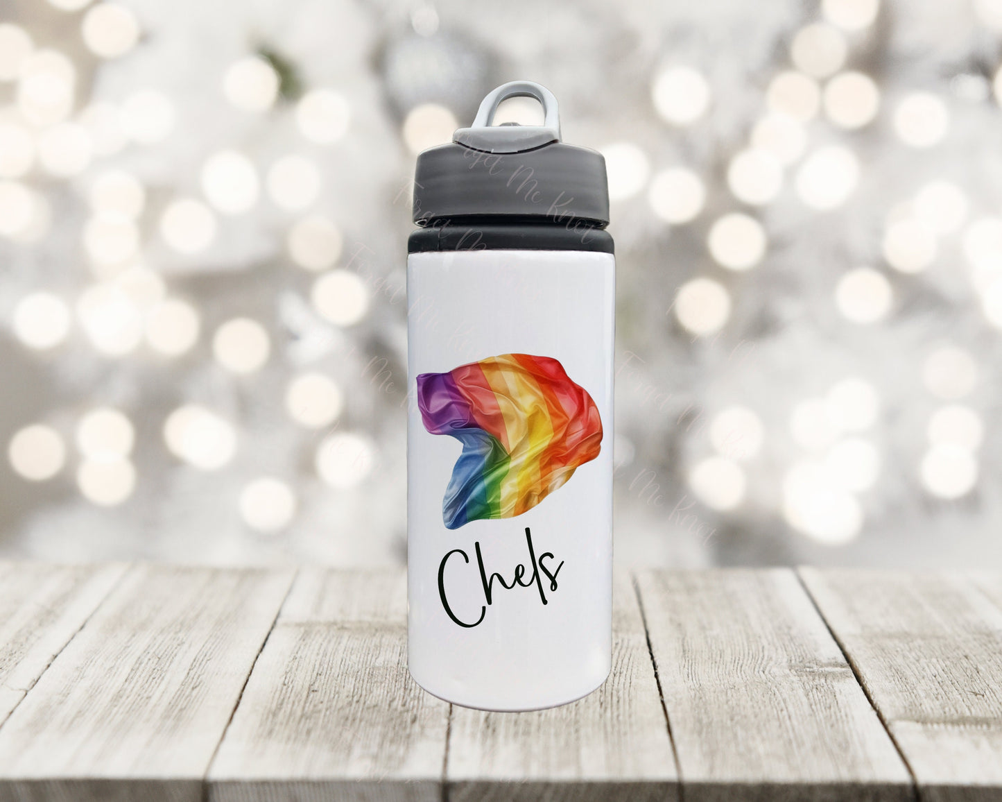 Personalised Rainbow Butterly Water Bottle, Pride Rainbow Water Bottle, LGBTQ Pride Rainbow Drinks Bottle