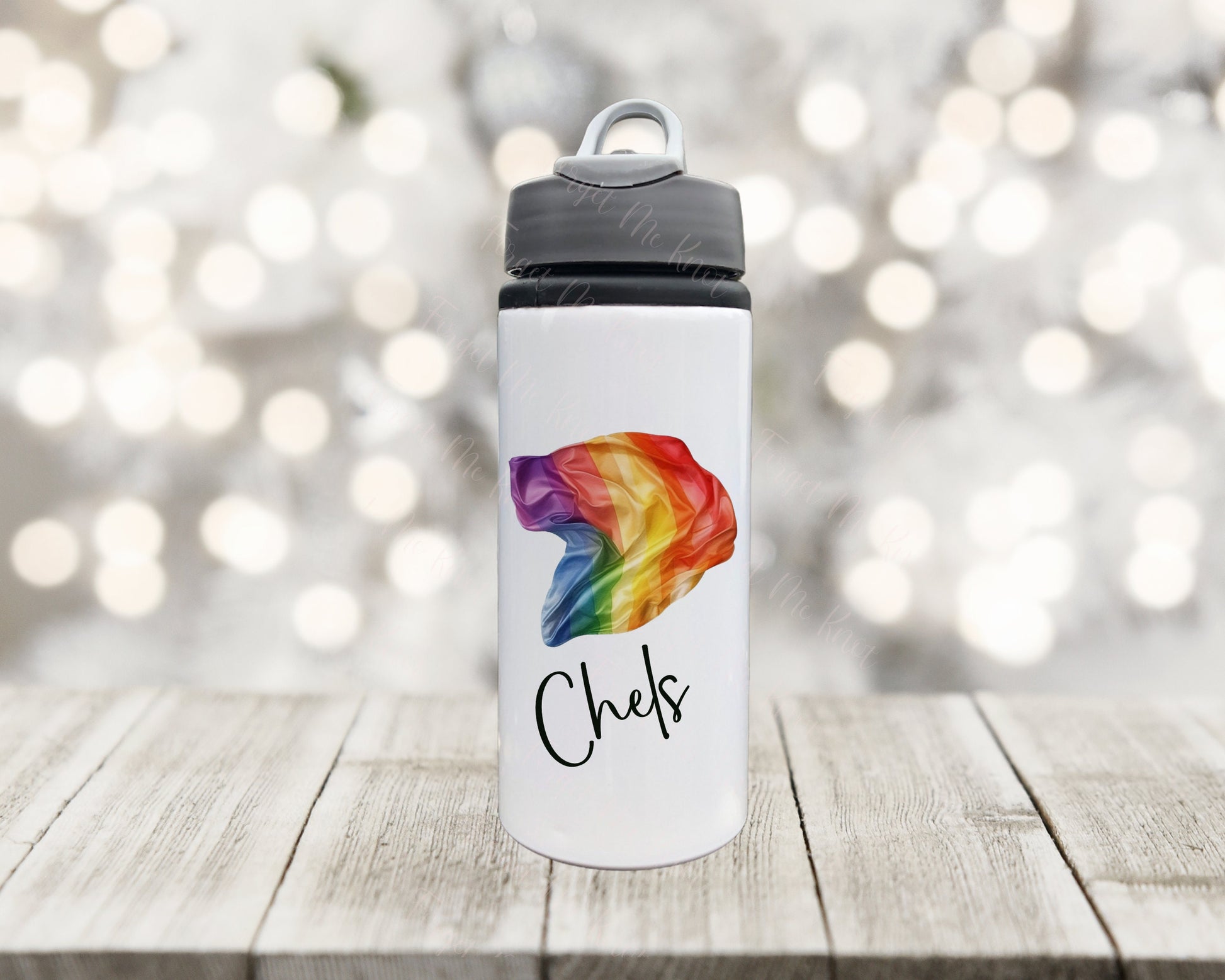 Personalised Rainbow Butterly Water Bottle, Pride Rainbow Water Bottle, LGBTQ Pride Rainbow Drinks Bottle
