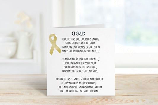 Child Cancer Survivor Card, Beaten Cancer Card, Survivor Card, Card For Her, Card For Him, Gold Ribbon Cancer Survivor Card