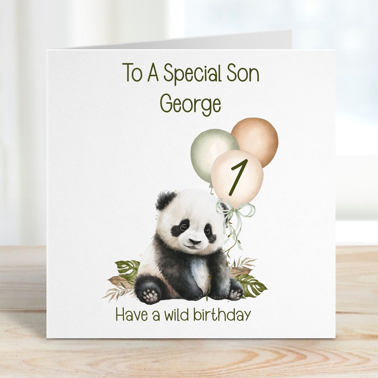 Godson 1st Birthday Card, 1st Birthday Card For Godson, Personalised Godson 1st Birthday Card, Safari Panda Design