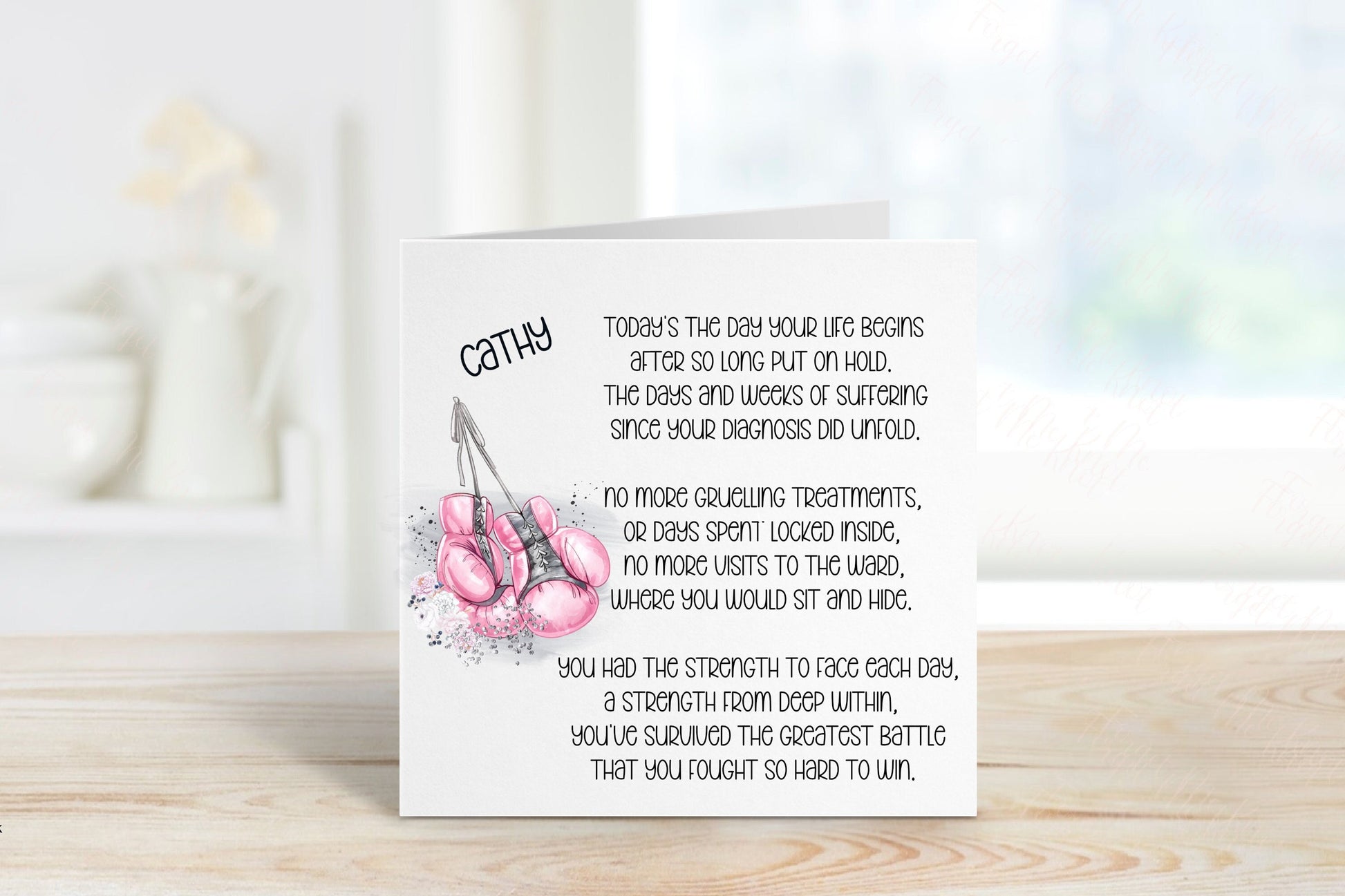 Cancer Survivor Card, Beaten Cancer Card, Survivor Card, Card For Her, Card For Him, Pink Boxing Cancer Survivor Card