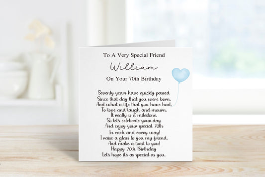 Special Friend Birthday Card, 70th Birthday Card For Men, 70th Birthday Card For Women, Personalised Birthday Cards For Friend