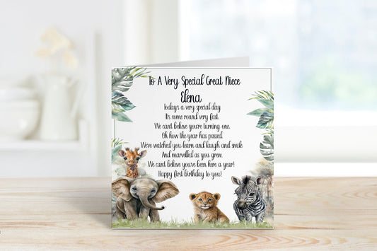 Great Niece 1st Birthday Card, 1st Birthday Card For Great Niece, Personalised Niece 1st Birthday Card