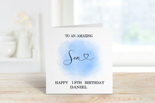 Personalised Son 18TH Birthday Card, Birthday Card For Him, 18TH Birthday Card For Son, Any Age Card