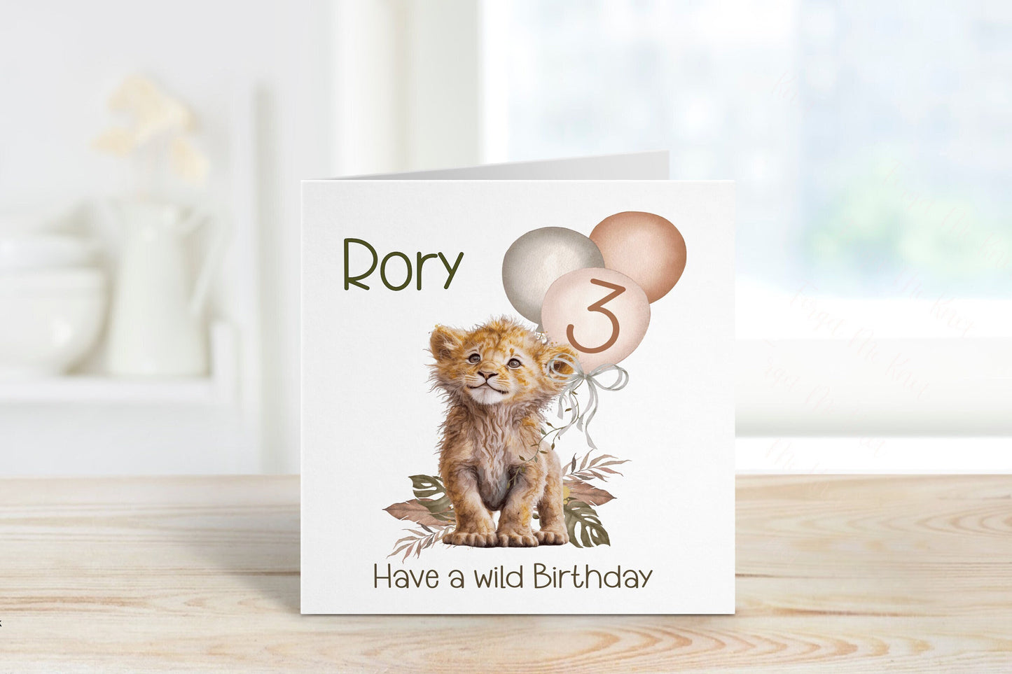 Personalised 3rd Birthday Card, 3rd Birthday Card For Girls Or Boys, Personalised Wild Birthday Safari Jungle Card, Lion Cub Card