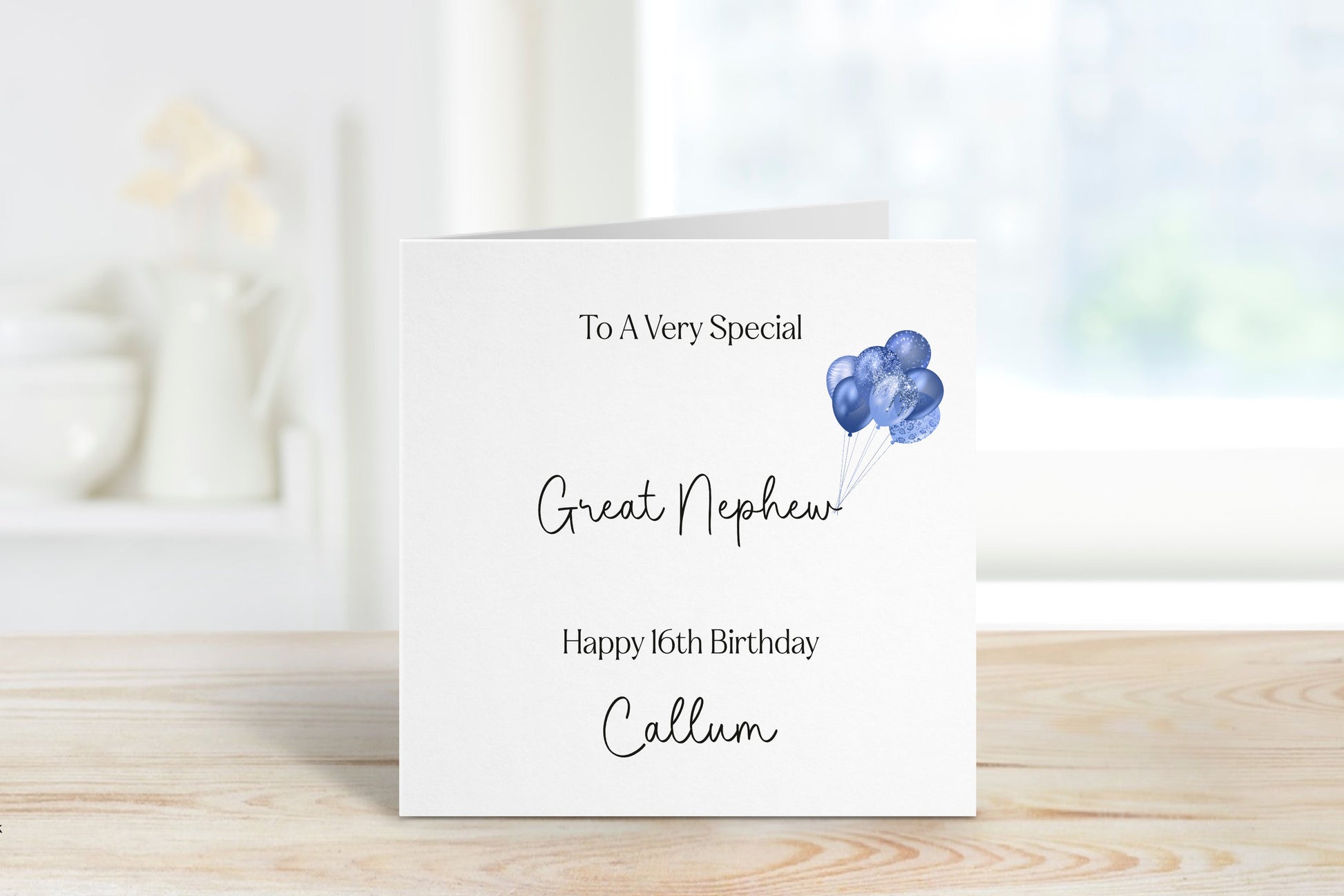 Son 16th Birthday Card, Personalised 16th Birthday Card For Boys, Any Age, Son Birthday Card, Blue Balloon Card