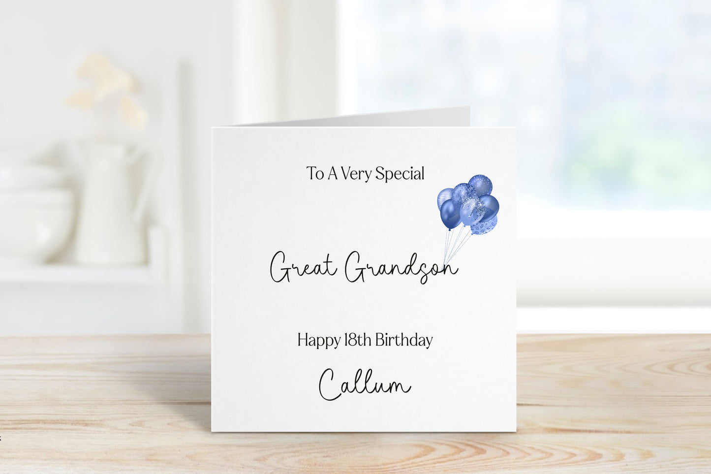 Grandson 18th Birthday Card, Personalised 18th Birthday Card For Boys, Any Age, Grandson Birthday Card, Blue Balloon Card