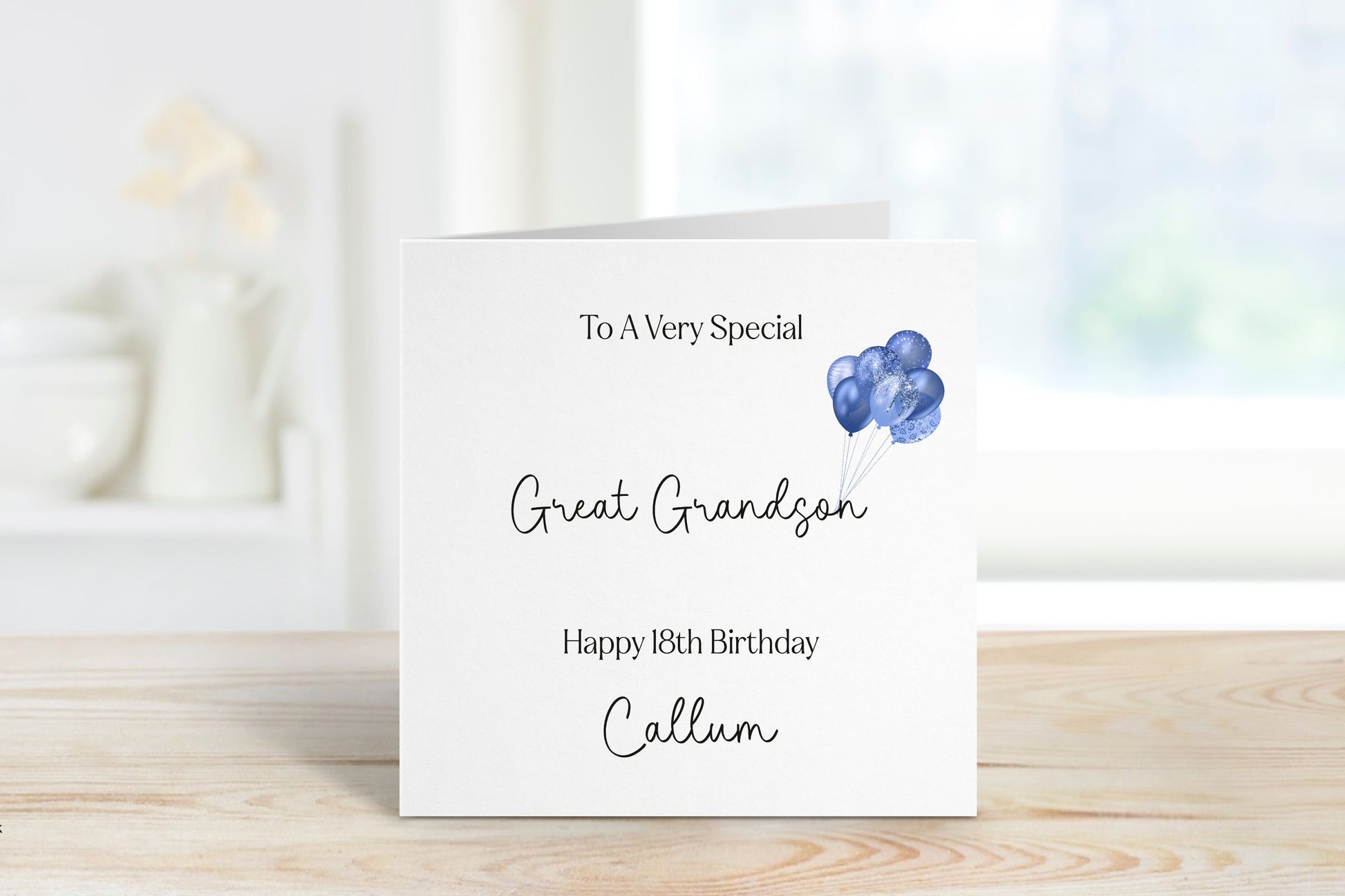 Grandson 18th Birthday Card, Personalised 18th Birthday Card For Boys, Any Age, Grandson Birthday Card, Blue Balloon Card