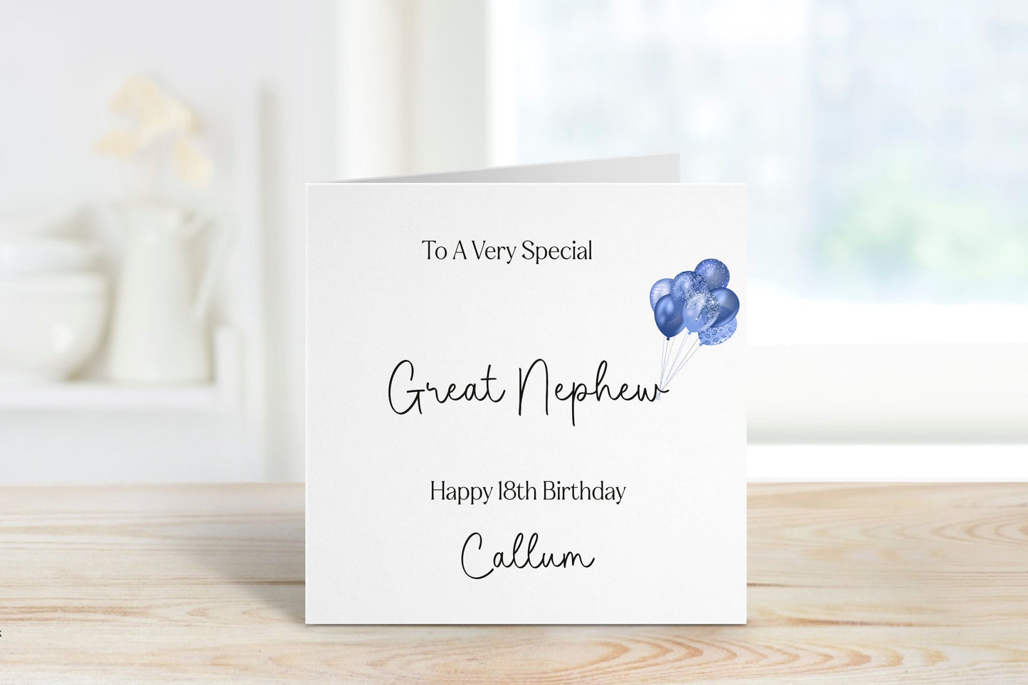 Great Grandson 18th Birthday Card, Personalised 18th Birthday Card For Boys, Any Age, Great Grandson Birthday Card, Blue Balloon Card