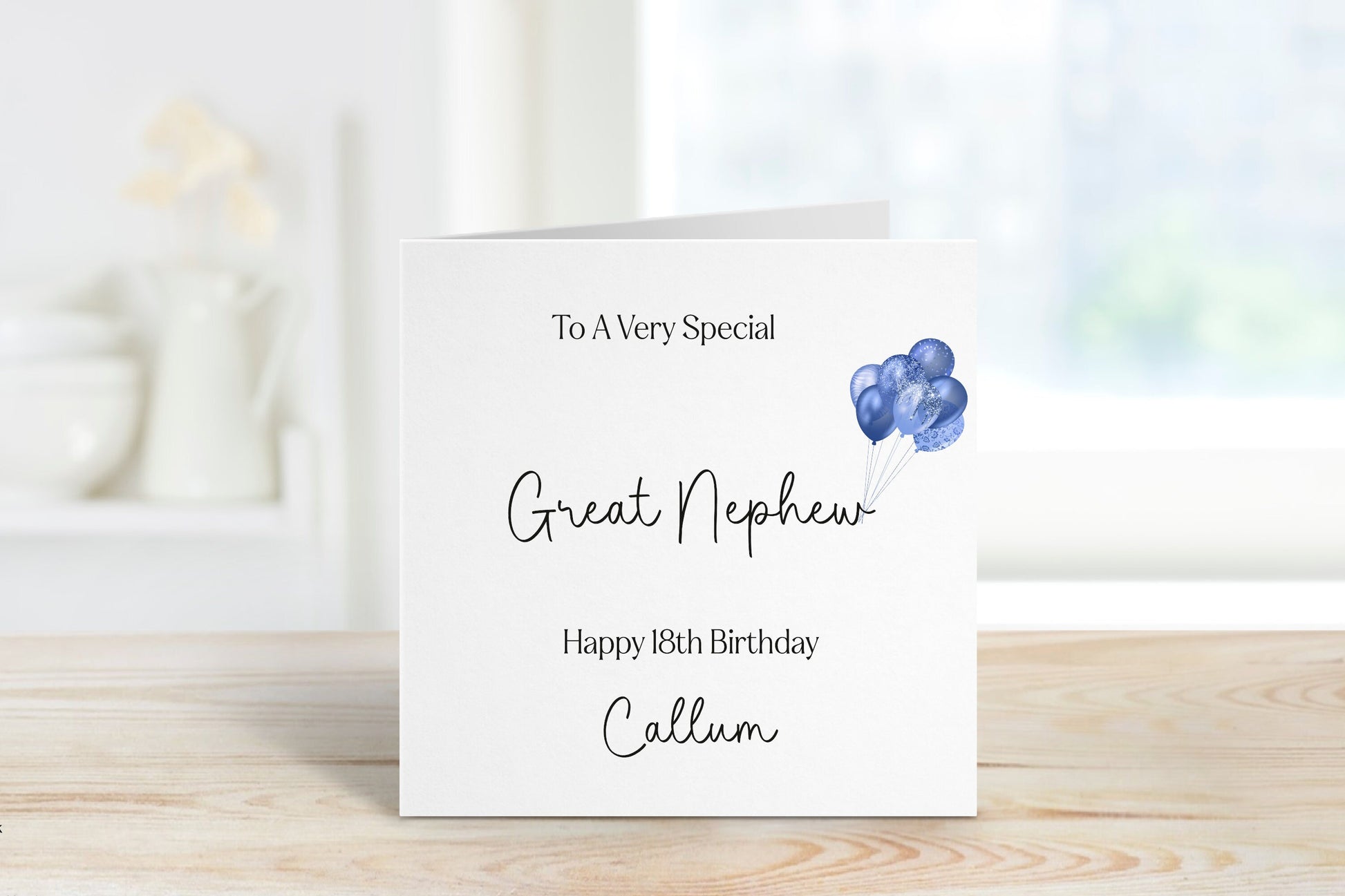 Great Grandson 18th Birthday Card, Personalised 18th Birthday Card For Boys, Any Age, Great Grandson Birthday Card, Blue Balloon Card