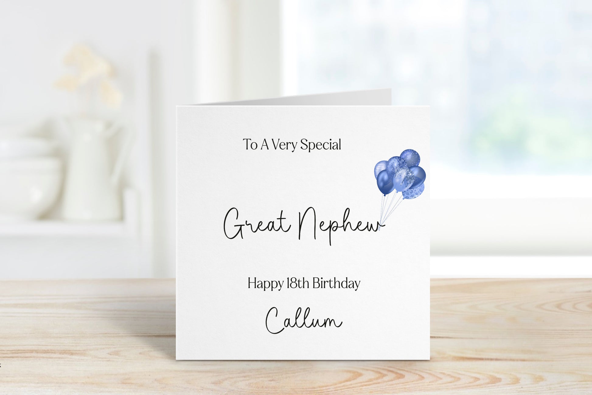 Nephew 18th Birthday Card, Personalised 18th Birthday Card For Boys, Any Age, Nephew Birthday Card, Blue Balloon Card