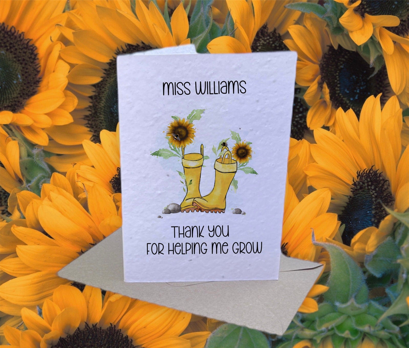 Personalised Teacher Thank You Card, Plantable Seed Card Gift, Personalised Card For Teacher, Teacher Gifts