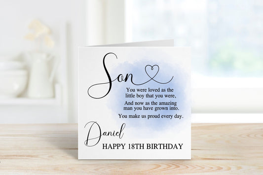 Son 18th Birthday Card, Personalised Card For Son, 18th Birthday Card For Special Son