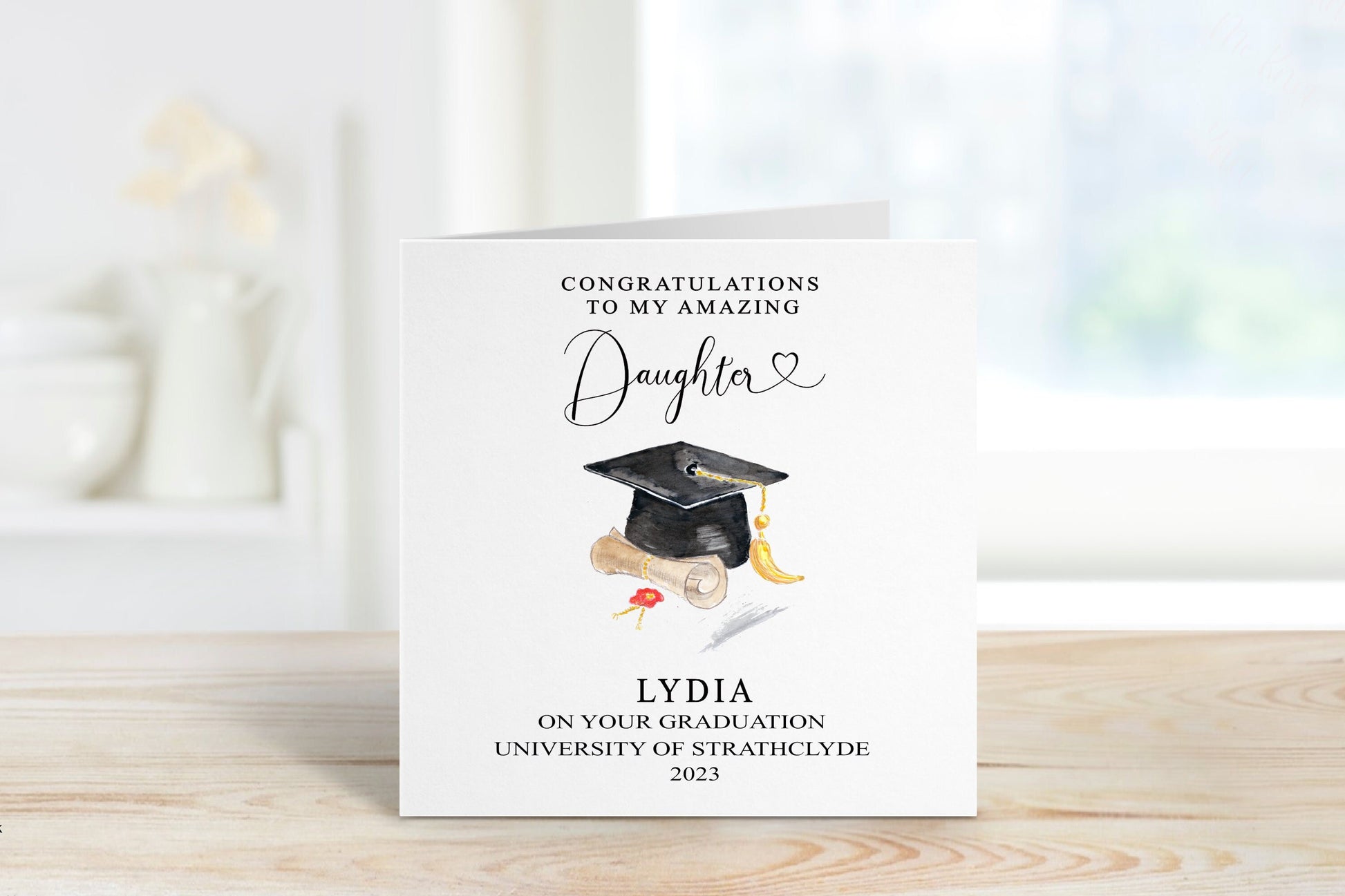 Daughter Graduation Card, Personalised Graduation Card For Daughter, Graduation Card For Amazing Daughter, Cap And Scroll Graduation Card