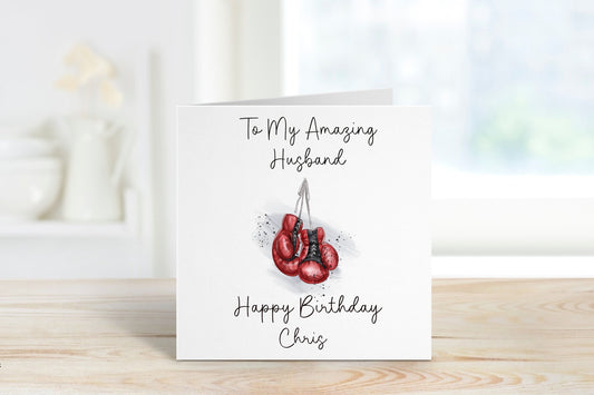 Husband Birthday Card, Personalised Birthday Card For Husband, Any Age, Personalised Husband Birthday Card, Boxing Glove Card