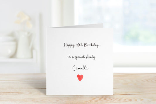 Personalised Aunty Birthday Card, Aunty Birthday Card, Birthday Cards For Her, Any age Birthday Card, 40th Birthday For Aunty