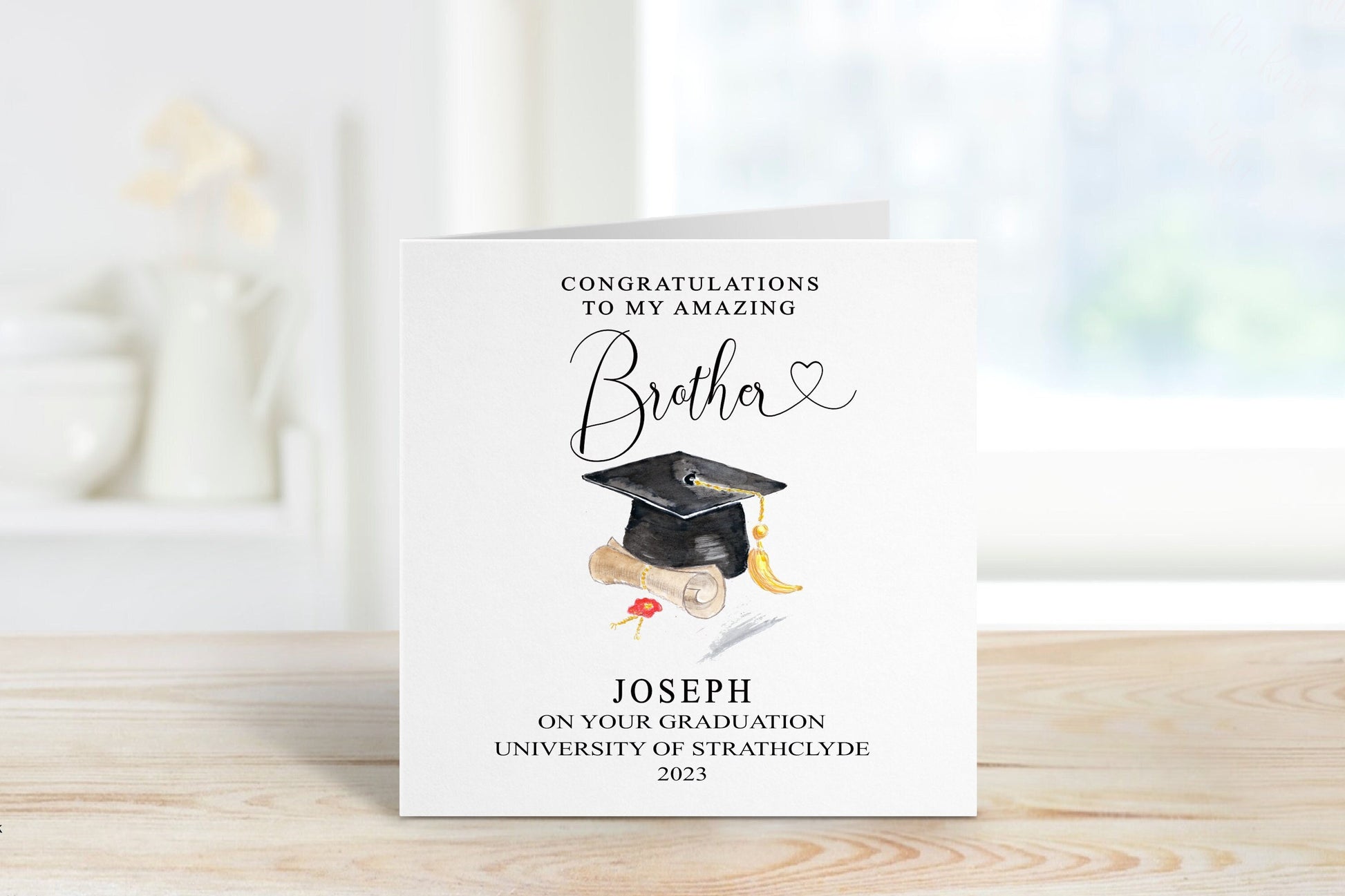 Brother Graduation Card, Personalised Graduation Card For Brother, Graduation Card For Amazing Brother, Cap And Scroll