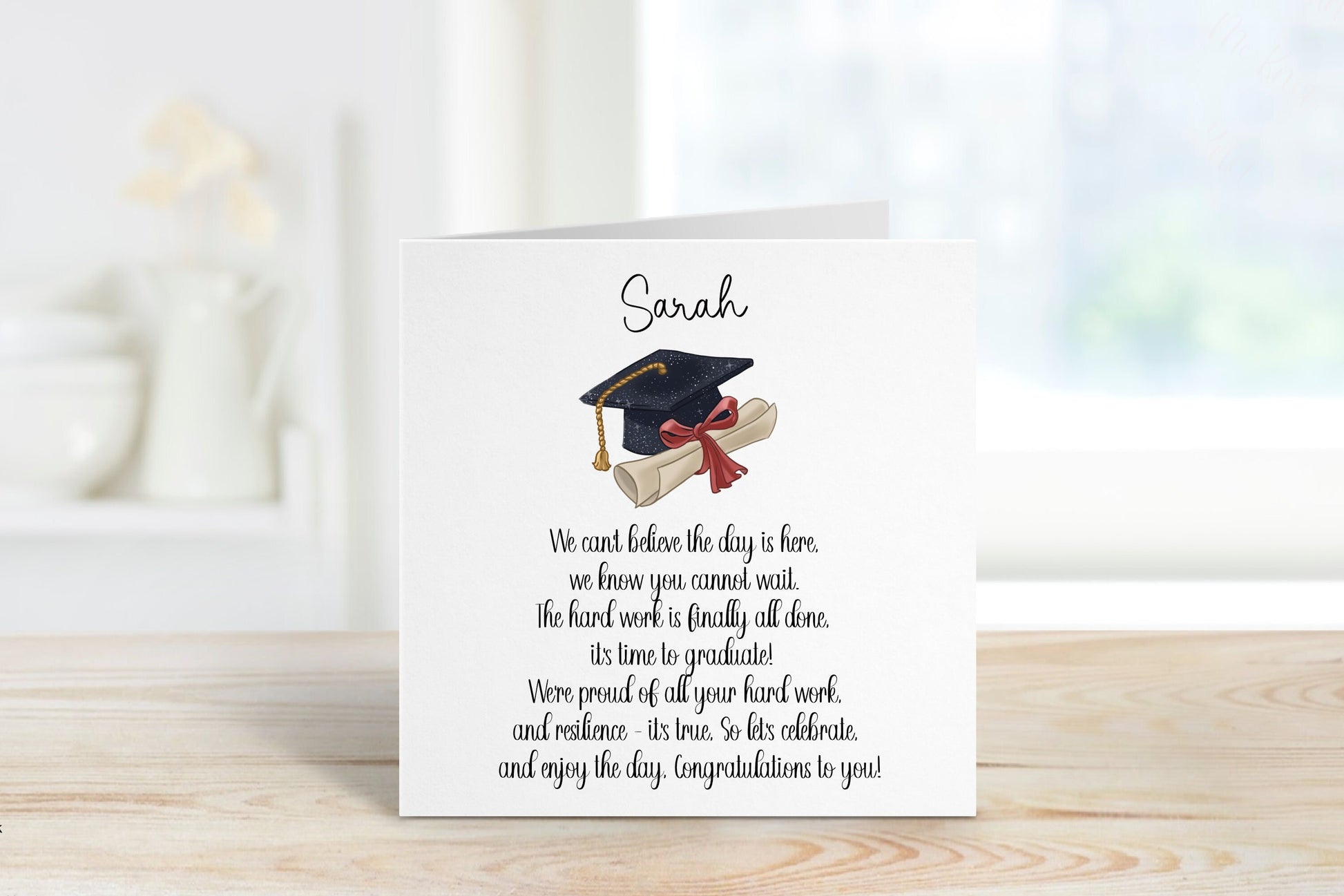 Graduation Card, Personalised Graduation Card Poem , Cap And Scroll Card for Graduation