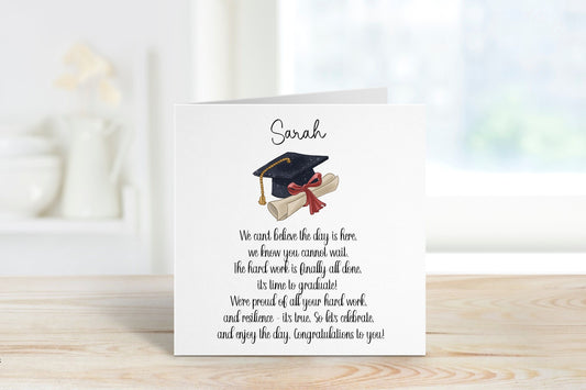 Graduation Card, Personalised Graduation Card Poem , Cap And Scroll Card for Graduation