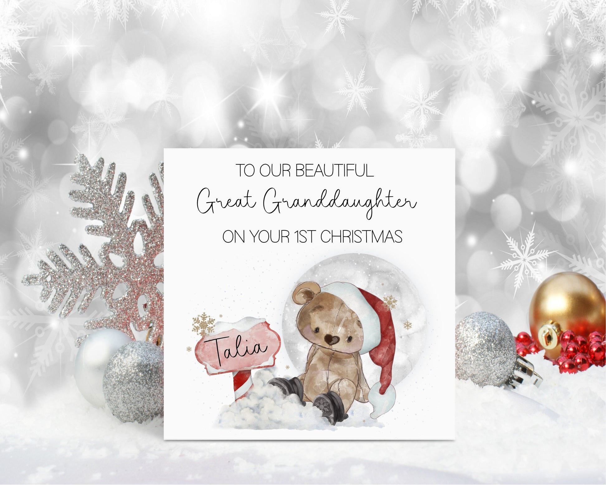 Niece 1st Christmas Card, Christmas Card For Niece, Baby's 1st Xmas Card, Personalised Christmas Card, Christmas In July