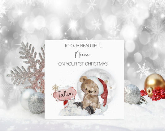 Niece 1st Christmas Card, Christmas Card For Niece, Baby's 1st Xmas Card, Personalised Christmas Card, Christmas In July