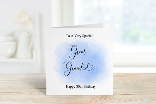Great Grandad 80th Birthday Card, Any Age Birthday Card, 70th Birthday, 90th Birthday Dad, Birthday Card For Him, 80th Birthday Card For Men